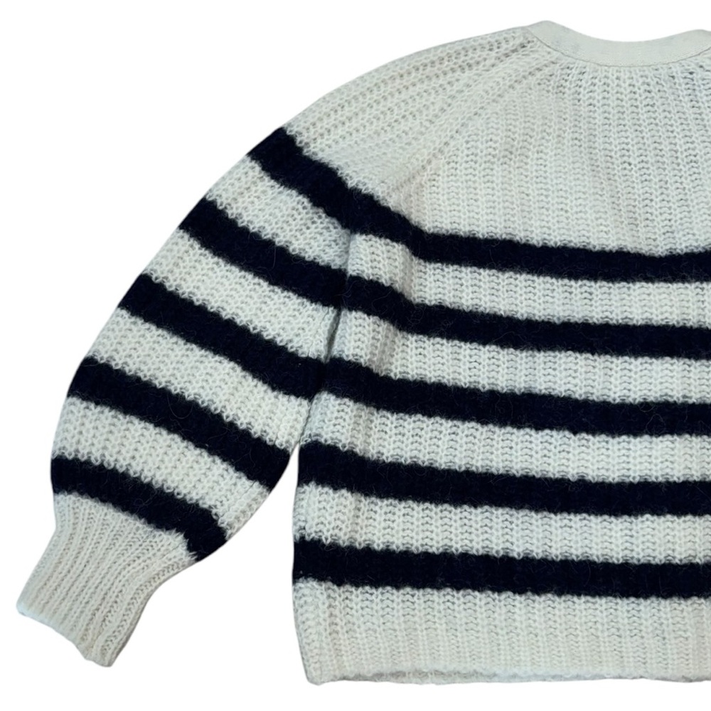 NWOT Sezane Basile Cardigan in White Navy Blue Stripe Size Large - Picture 8 of 10